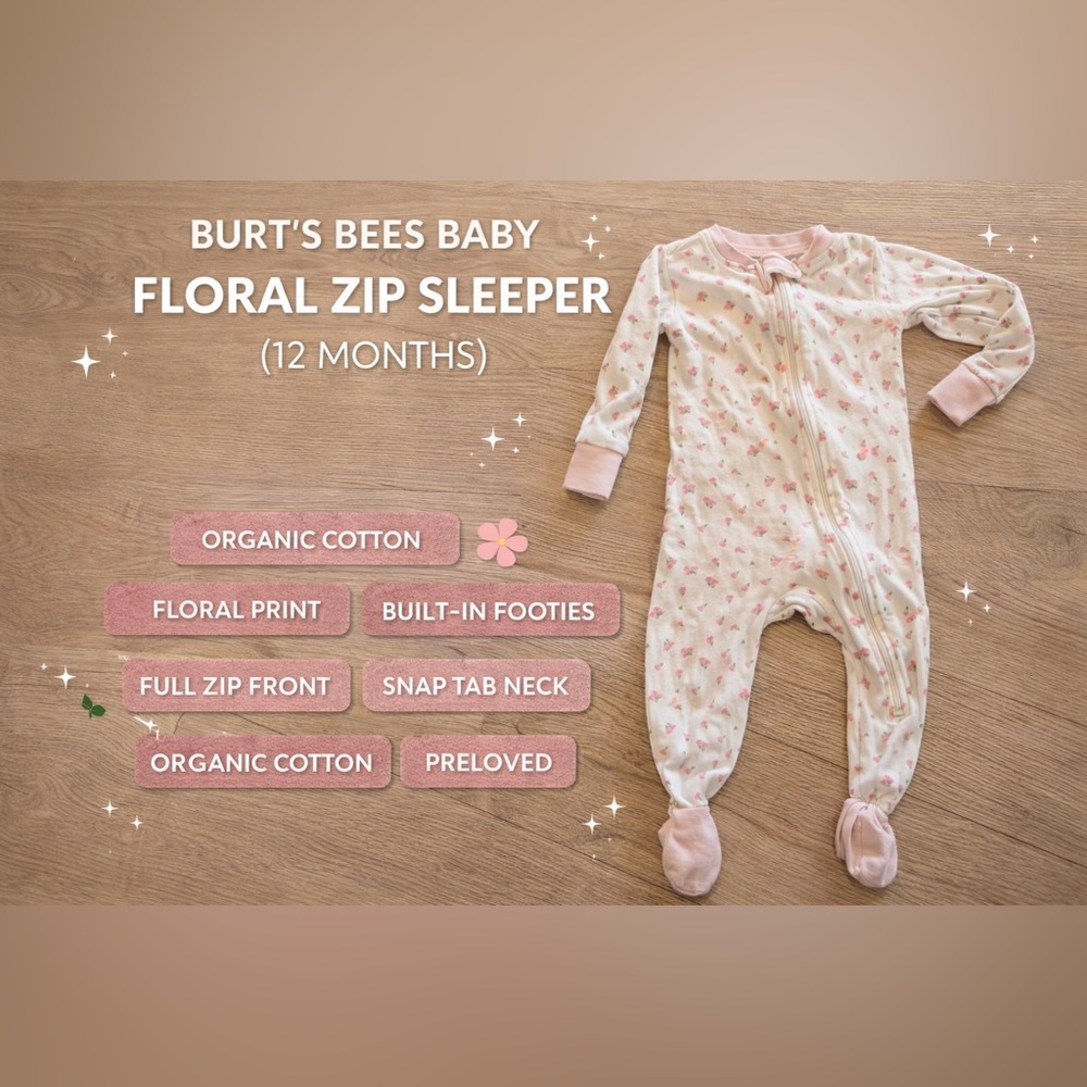 Burt’s Bees Baby Floral Zip Sleeper (12M)